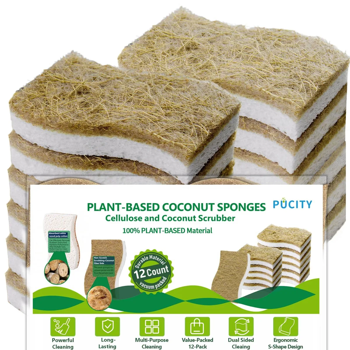 3M Natural Cellulose & Coconut Scrubber Sponges Pack of 12 — product photo