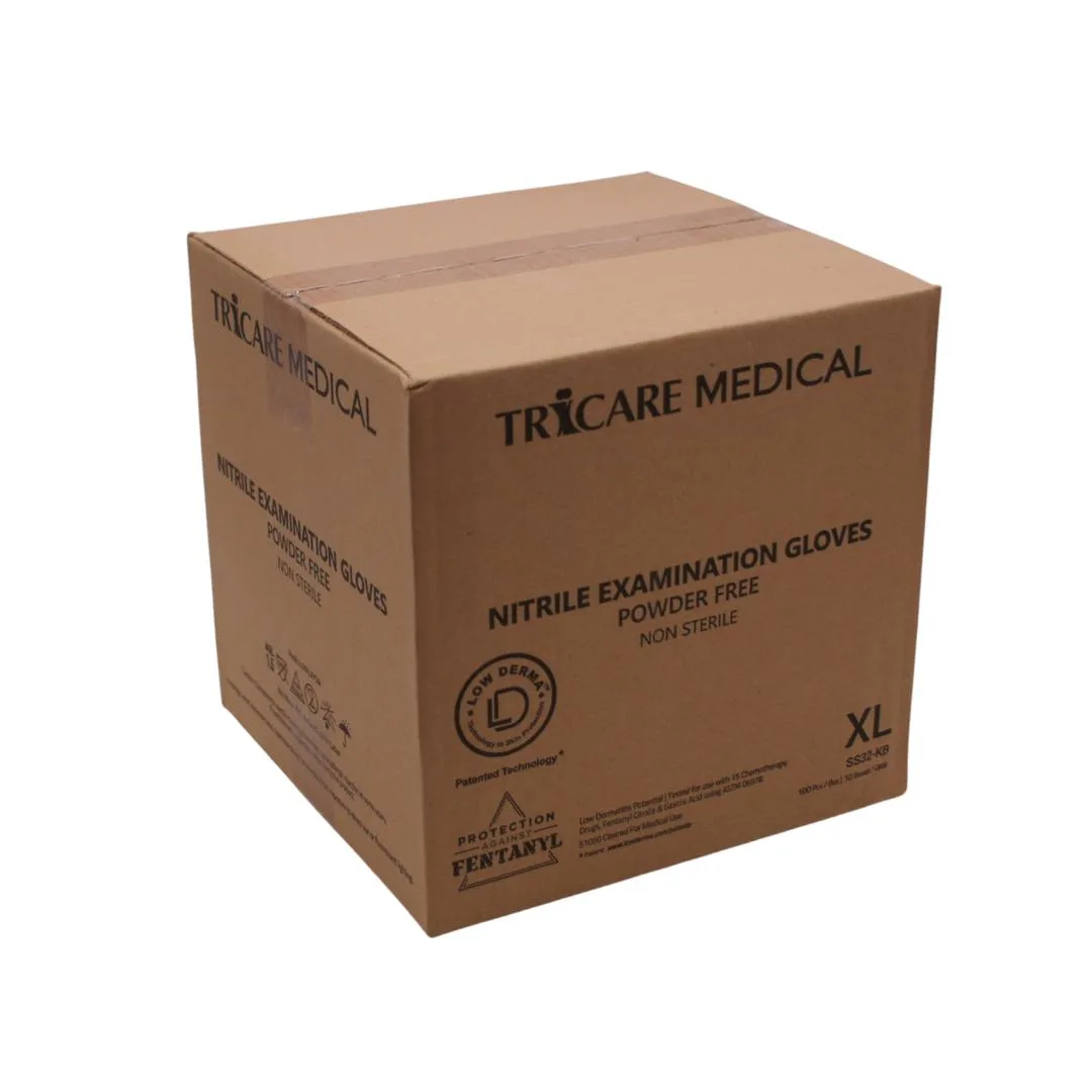 TRICARE MEDICAL TRICARE MEDICAL Low Derma Nitrile Exam Gloves, Berry Black, 3.5 Mil, Case of 1000 XL — product photo