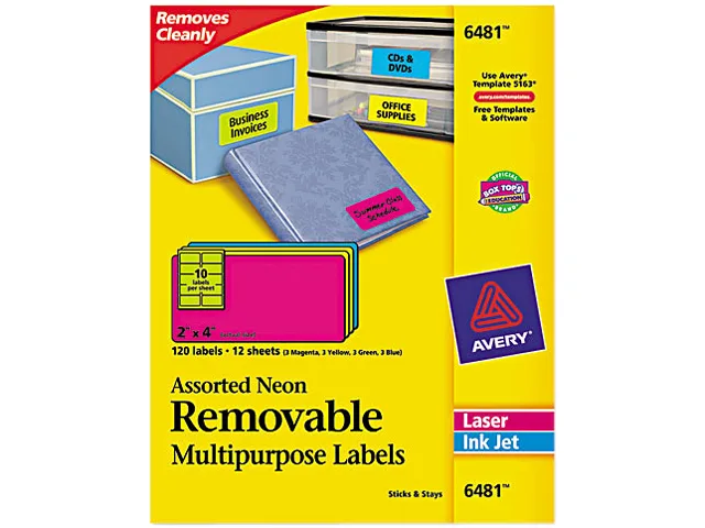 Avery Avery 6481 High-Visibility Removable ID Labels Neon 120 Pack — product photo