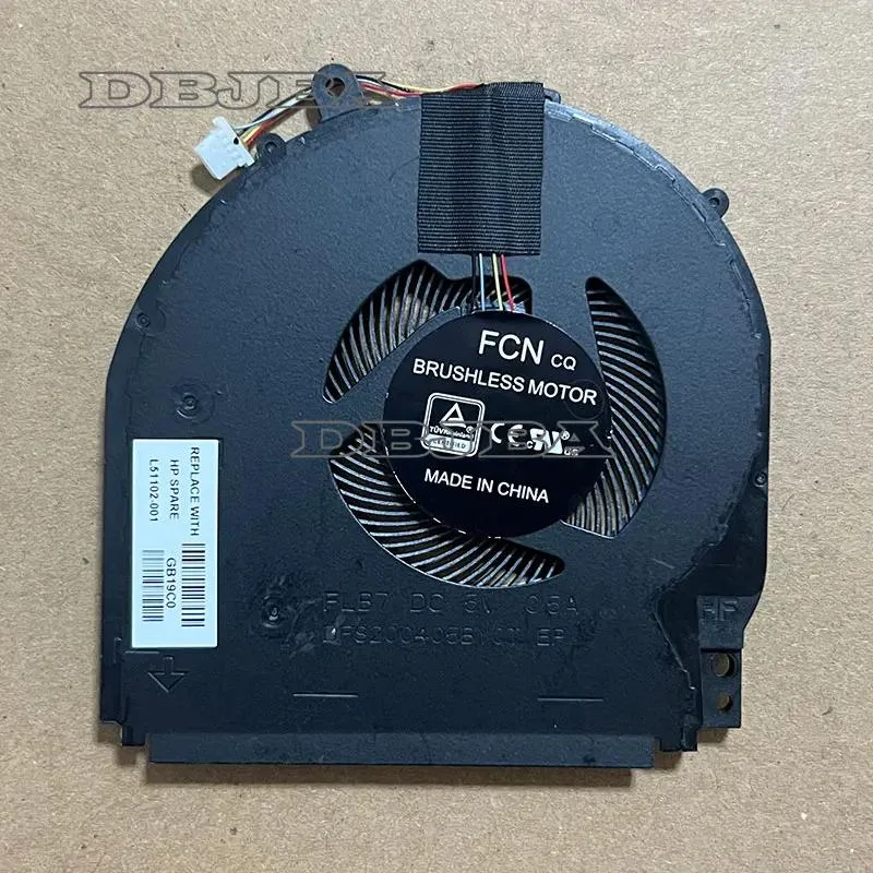 Black rectangular laptop cooling fan with cable and connector visible