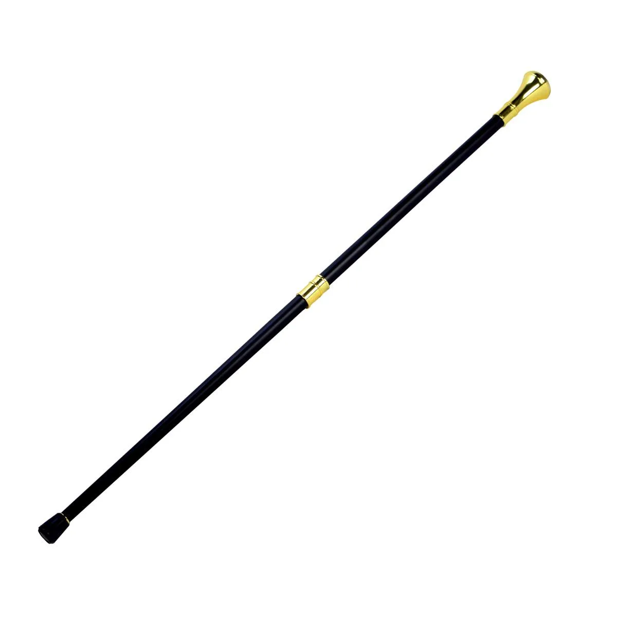 Wooden walking cane in two sections with gold-plated handle depicting Iwo Jima flag raising