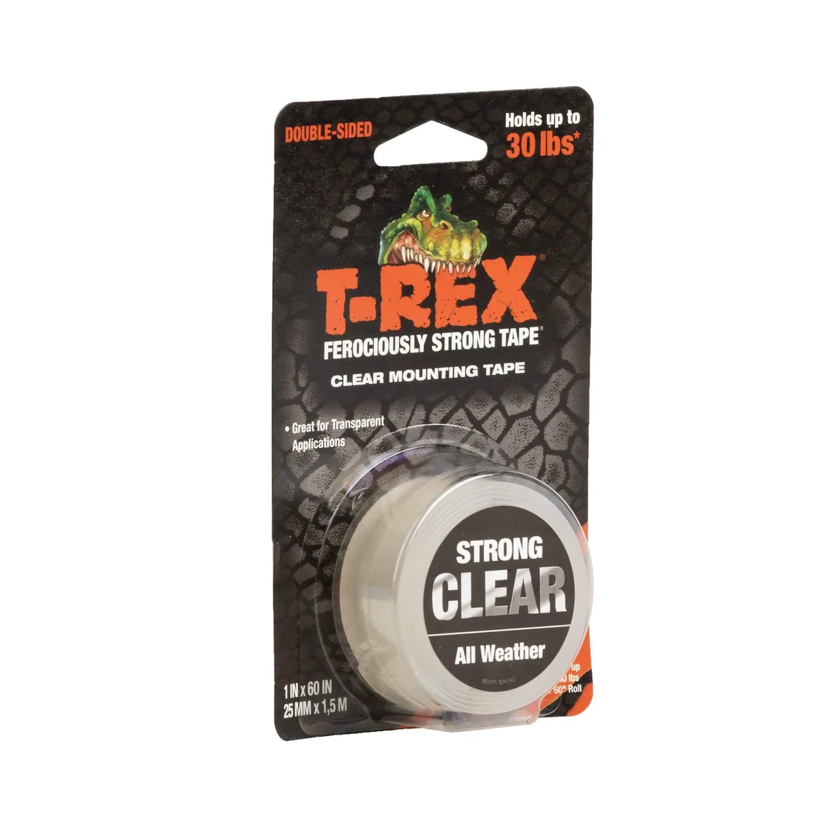 Clear double-sided mounting tape roll, 1 inch by 60 inches