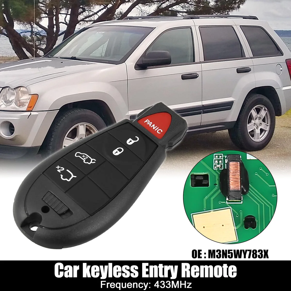 Unique-Bargains Unique-Bargains Keyless Entry Remote 5-Button 433MHz Jeep Grand Cherokee Commander 2008-2012 — product photo