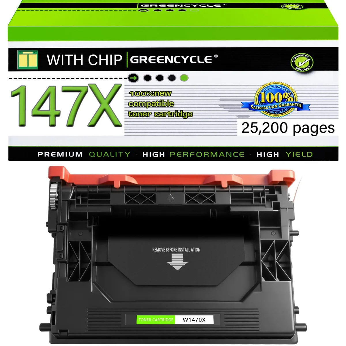 GREENCYCLE GREENCYCLE W1470X High Yield Black Toner Cartridge 25200 Pages — product photo