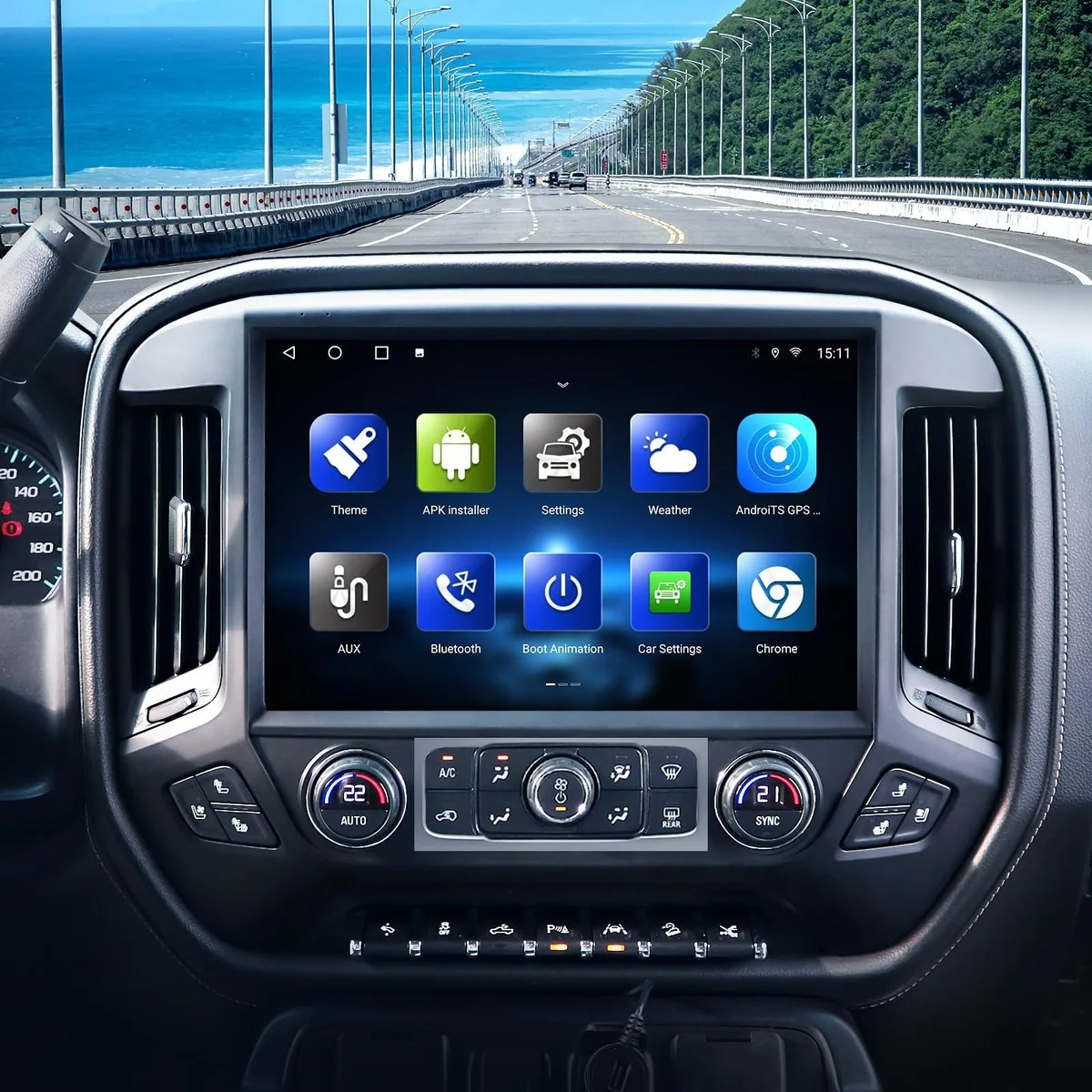 AOSU AOSU 13.1 Inch 8 Core 6+128G Android 13 Head Unit for Chevy Silverado GMC Sierra 2014-2018 Black — product photo