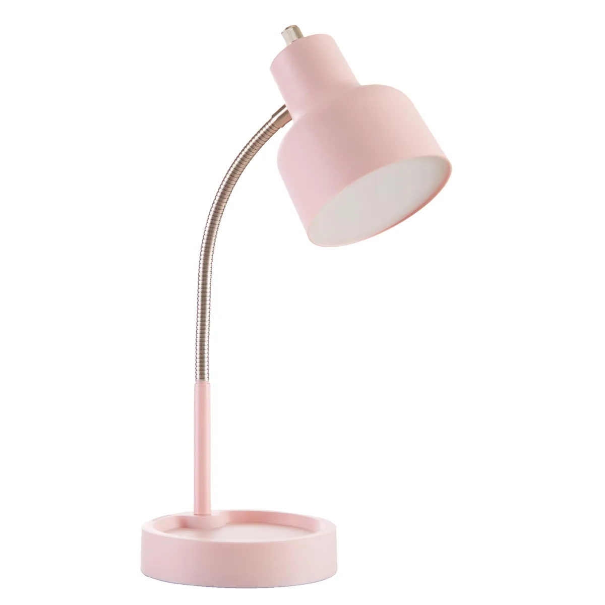 Mainstays Mainstays LED Desk Lamp, Gooseneck, Catch-All Base, AC Outlet, Matte Blush Pink, 14.5" H x 5.52" W — product photo