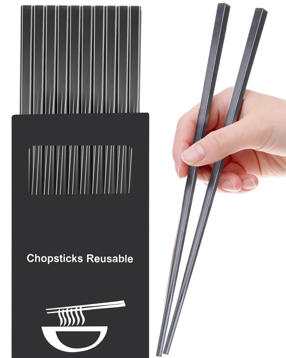  LIANGKEN 9.5 Inch Fiberglass Cutlery Set, Black, 10-Piece — product photo