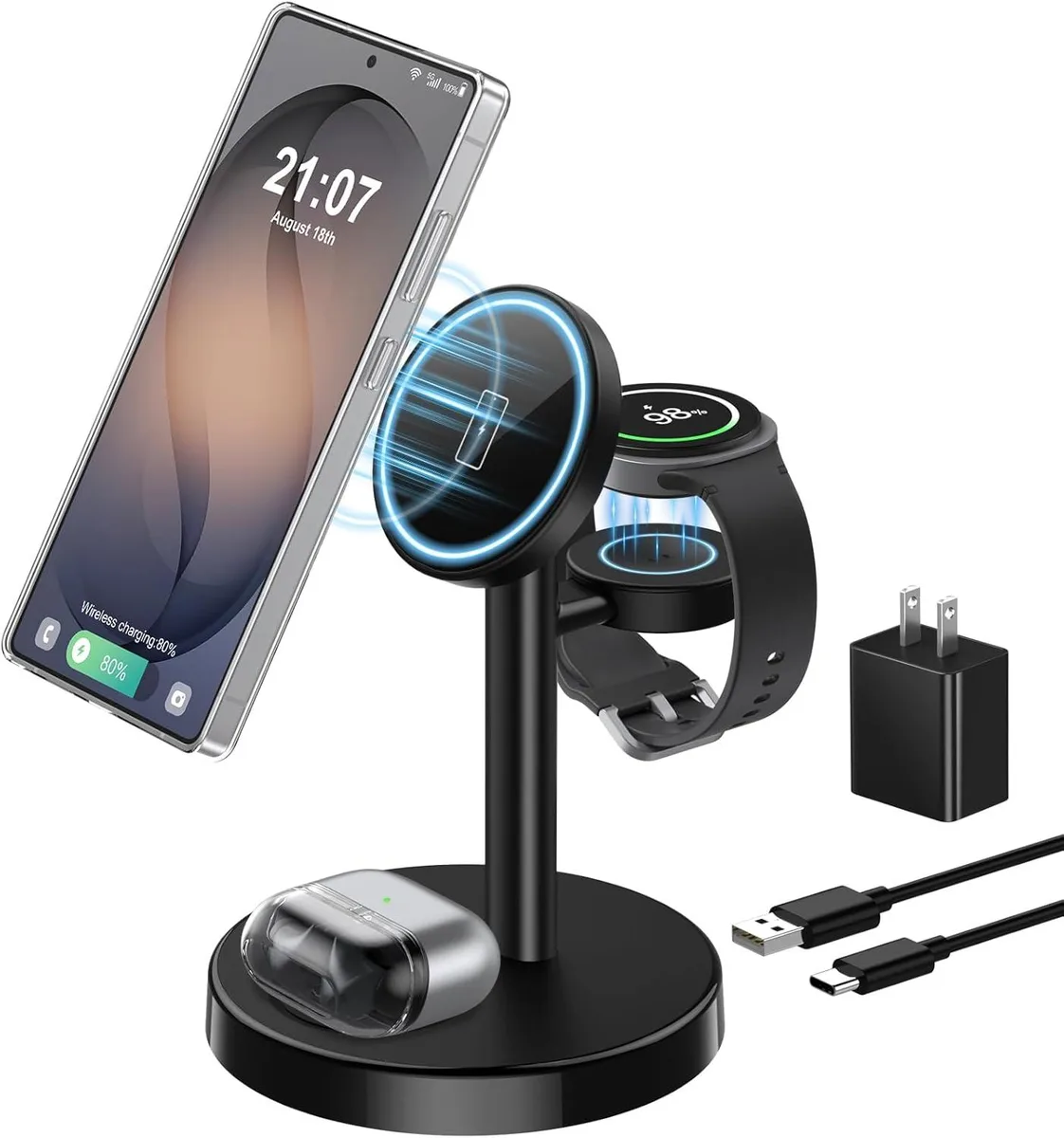 Luisport Luisport Magnetic Wireless Charger 3-in-1 Fast Charging Station N55 Magnets QC 3.0 — product photo