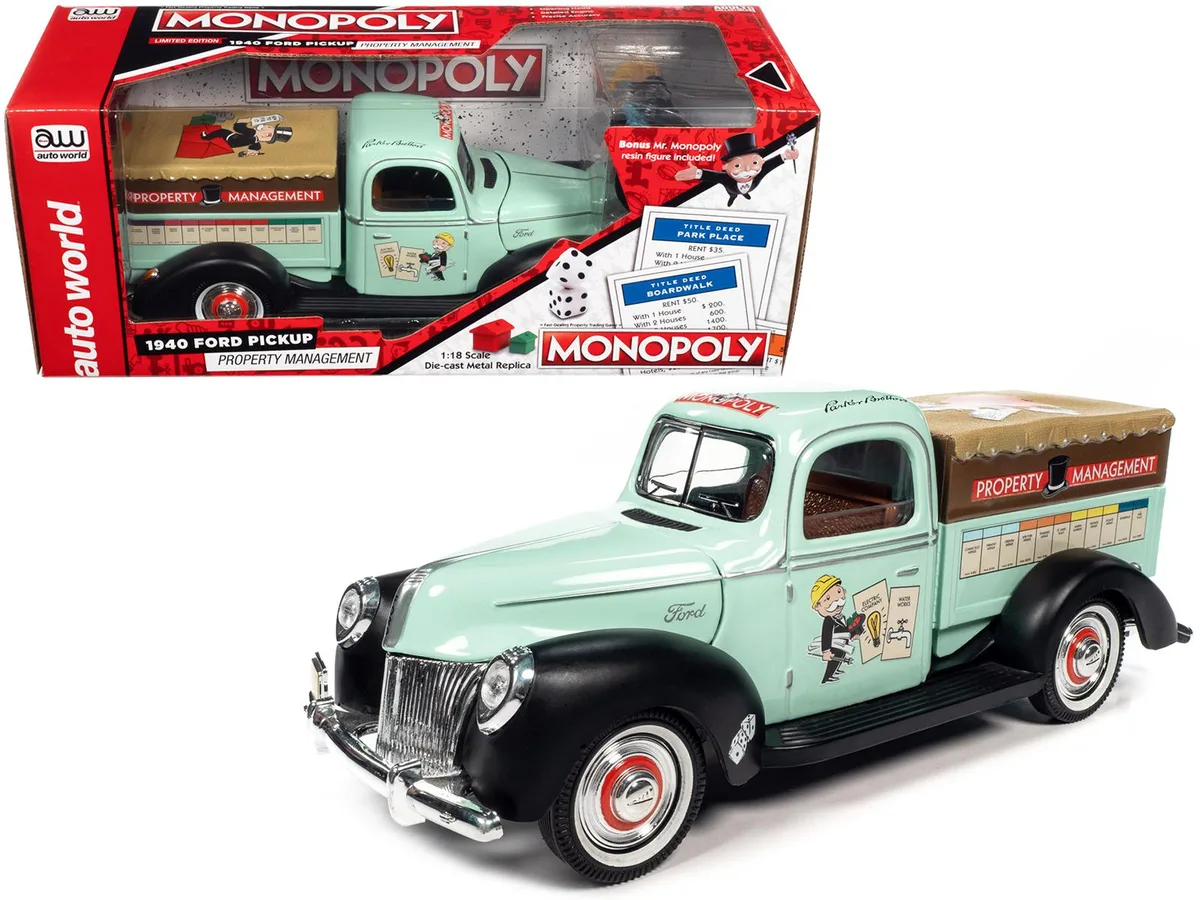 auto world auto world AWSS138 1940 Ford Property Management Truck 1/18 Scale Diecast Hobby Collectible — product photo