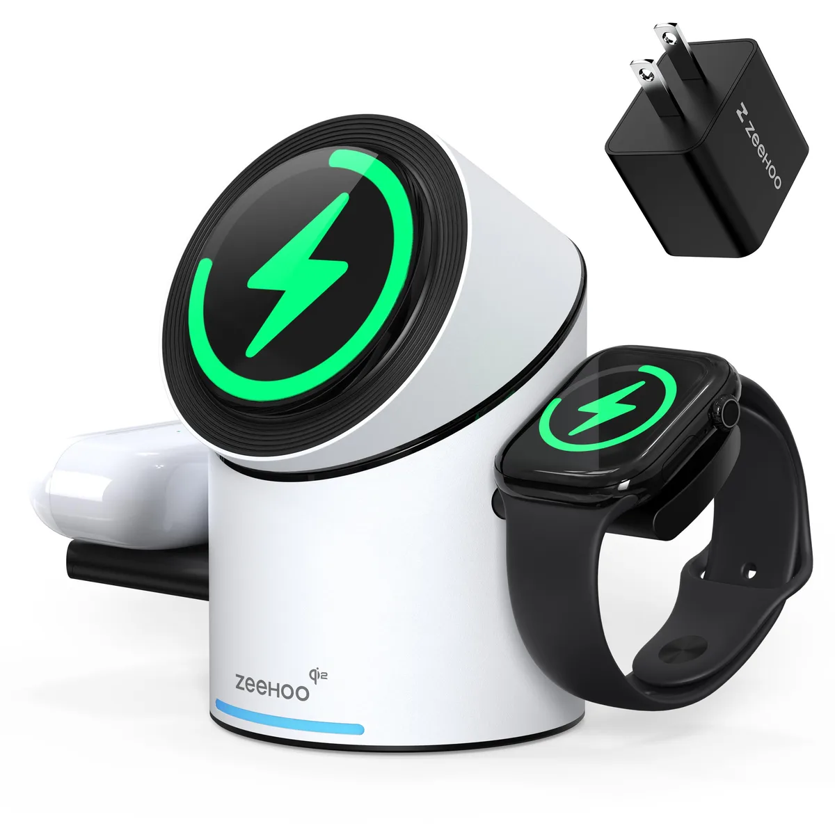ZEEHOO ZEEHOO CTR10 3-in-1 Magnetic Wireless Charging Station 15W Qi2 White — product photo