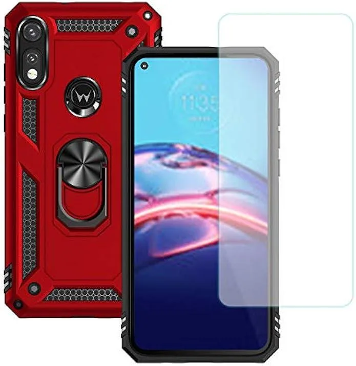 KINGARD KINGARD Moto E 2020 Case with HD Screen Protector Red — product photo