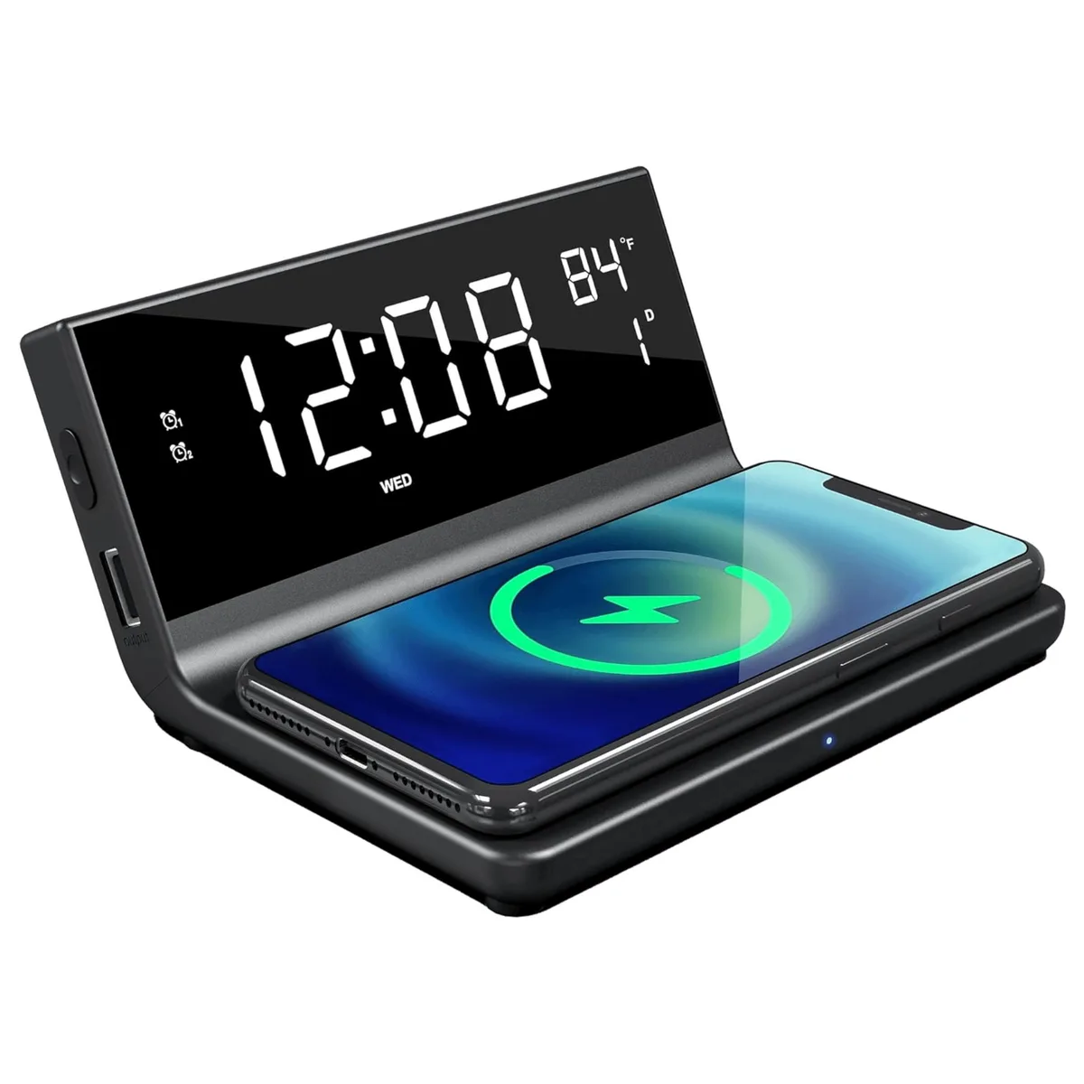 SUPERSONIC SUPERSONIC SC-6025QI Dual Alarm Clock with 15 W Wireless Charger — product photo