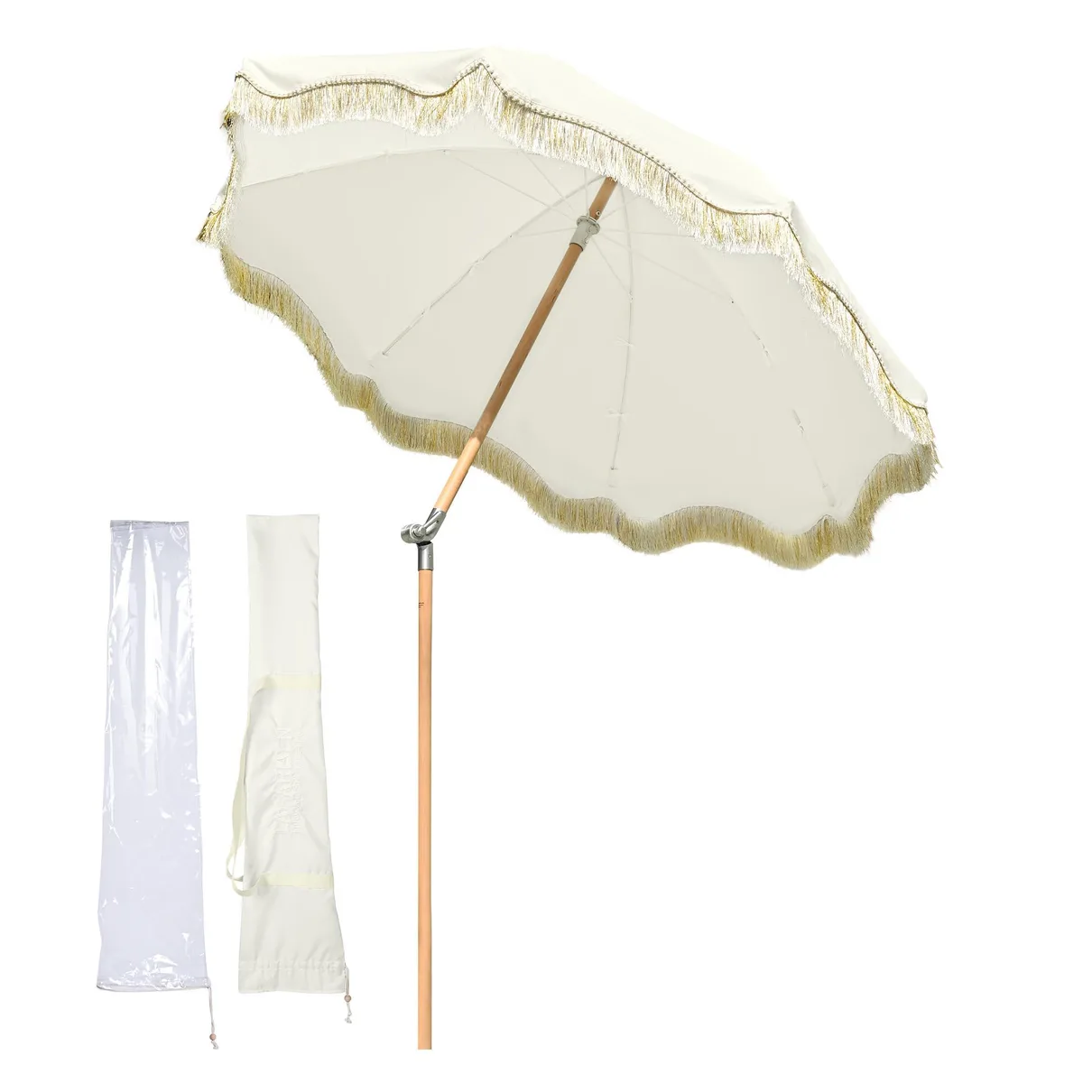 Yescom USA, Inc. Yescom USA, Inc. JZ6-01 6 ft patio umbrella Ivory with gold tassel — product photo