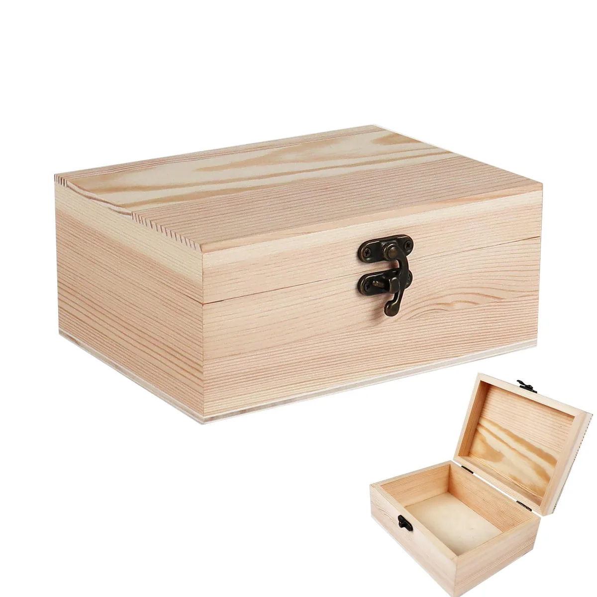  Magic Pine Wood Box with Hinged Lid 6.69 x 5.12 x 2.95 in — product photo