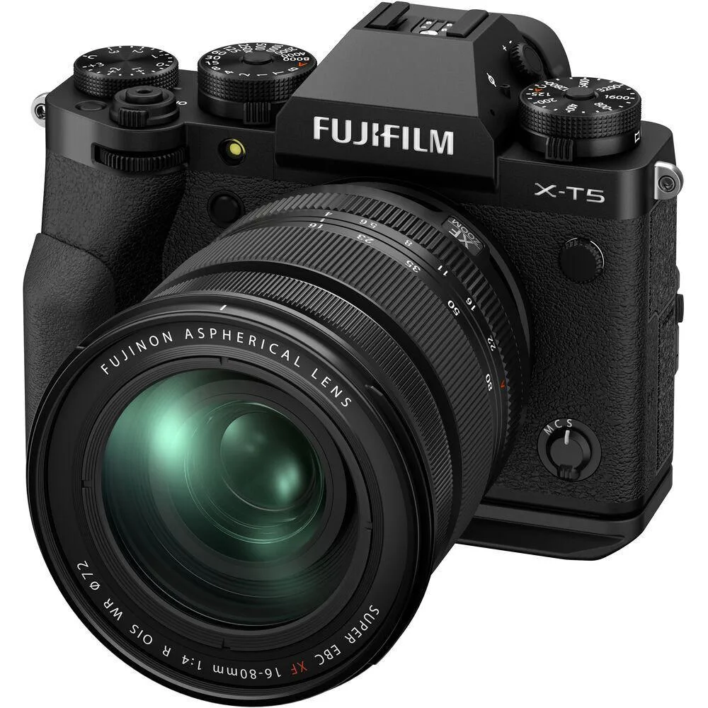 FUJIFILM FUJIFILM X-T5 compact mirrorless camera with 16-80mm lens (Black) — product photo