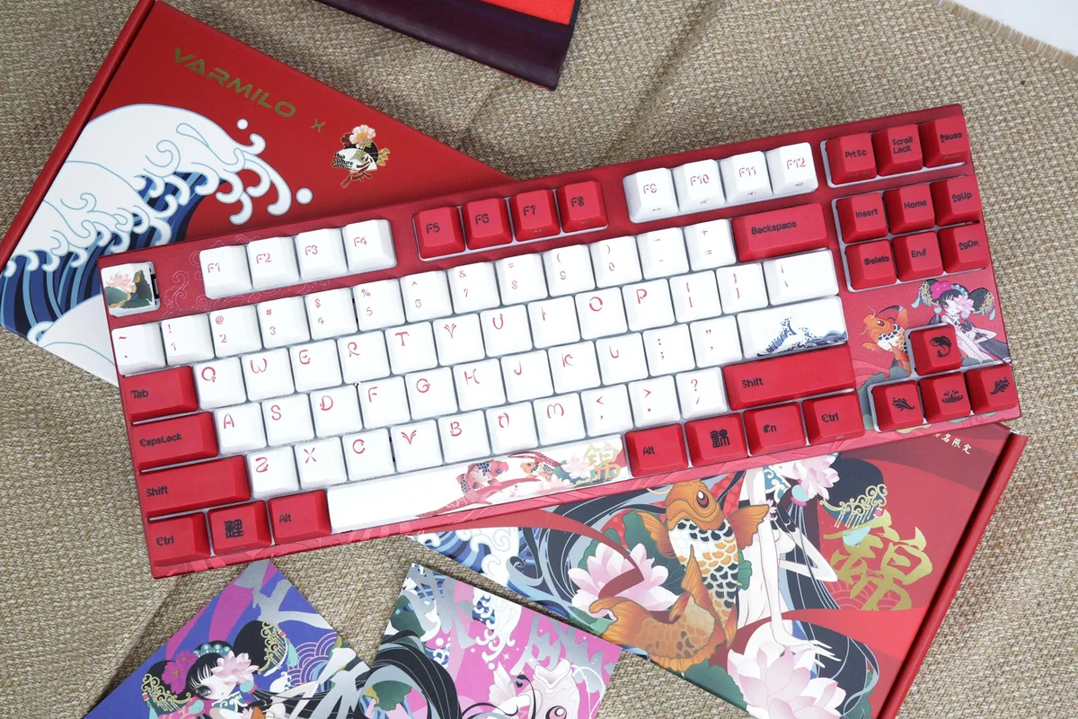 Varmilo Varmilo VA87M Koi TKL Gaming Keyboard Cherry MX Blue 87 Keys Red White — product photo