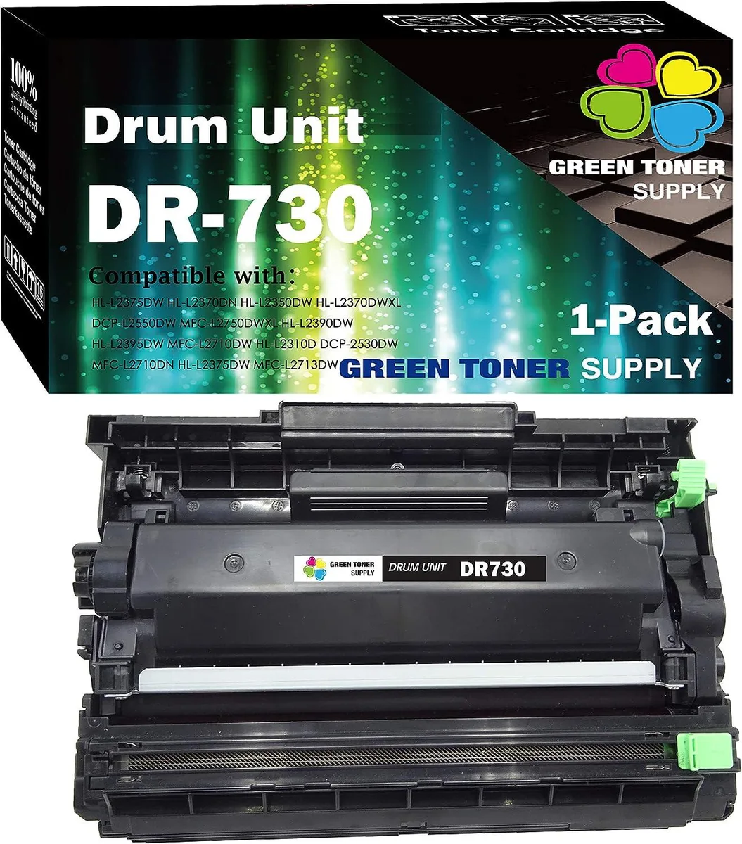 Green plastic drum unit cartridge with orange protective cover and pull tab