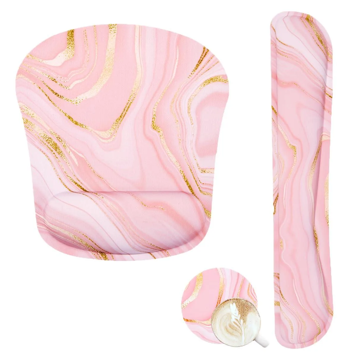 Yunoble SDB2-FSD Keyboard & Mouse Wrist Rest Set Pink Fluid — product photo