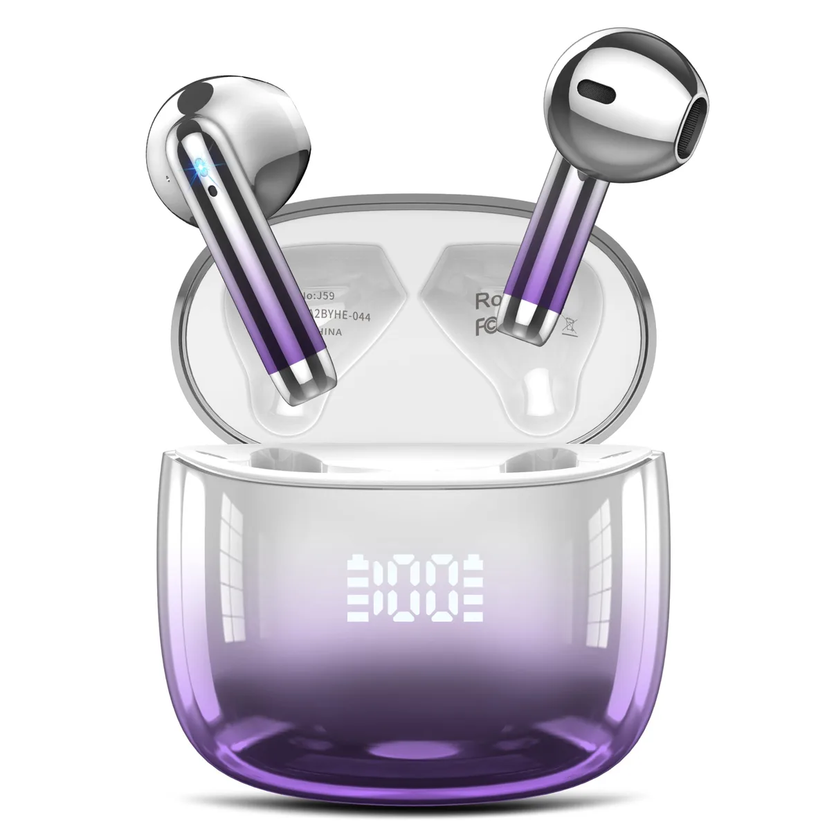 No Sew No Sew J59 In-Ear Earbuds Purple Bluetooth 5.4 14.2mm 30h Case — product photo