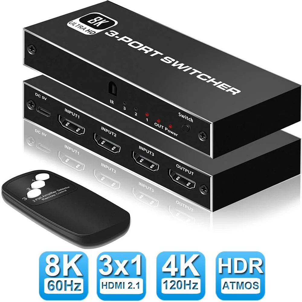 WRIARICH WRIARICH OZ8Q3-3 3-Port 8K HDMI 2.1 Switch — product photo
