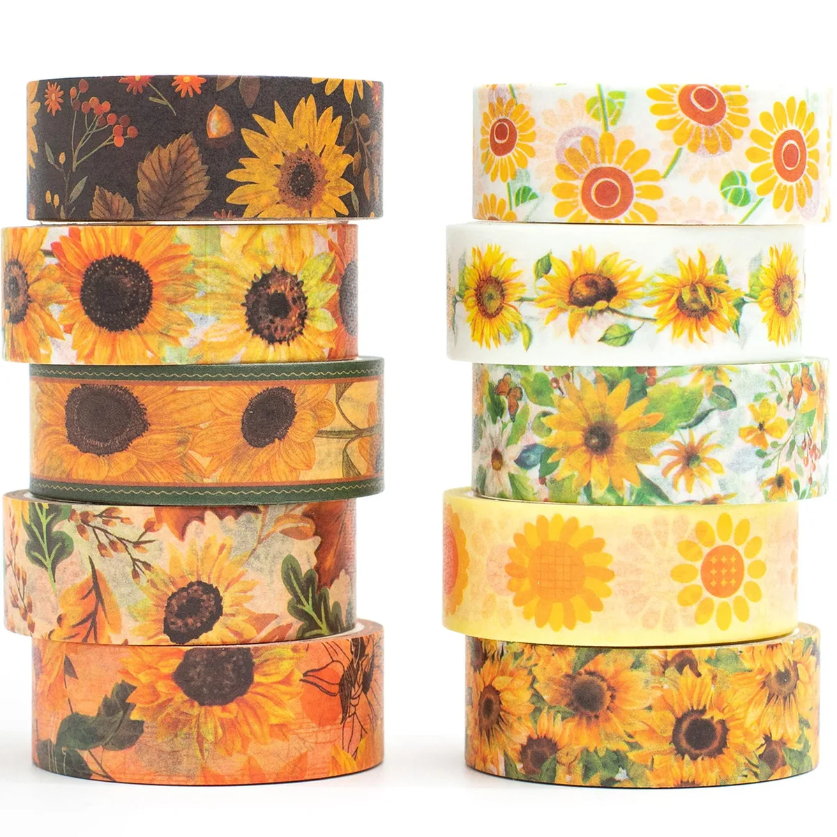 YUBX YUBX Sunflower Washi Tape 10 Rolls 15mm × 4m — product photo