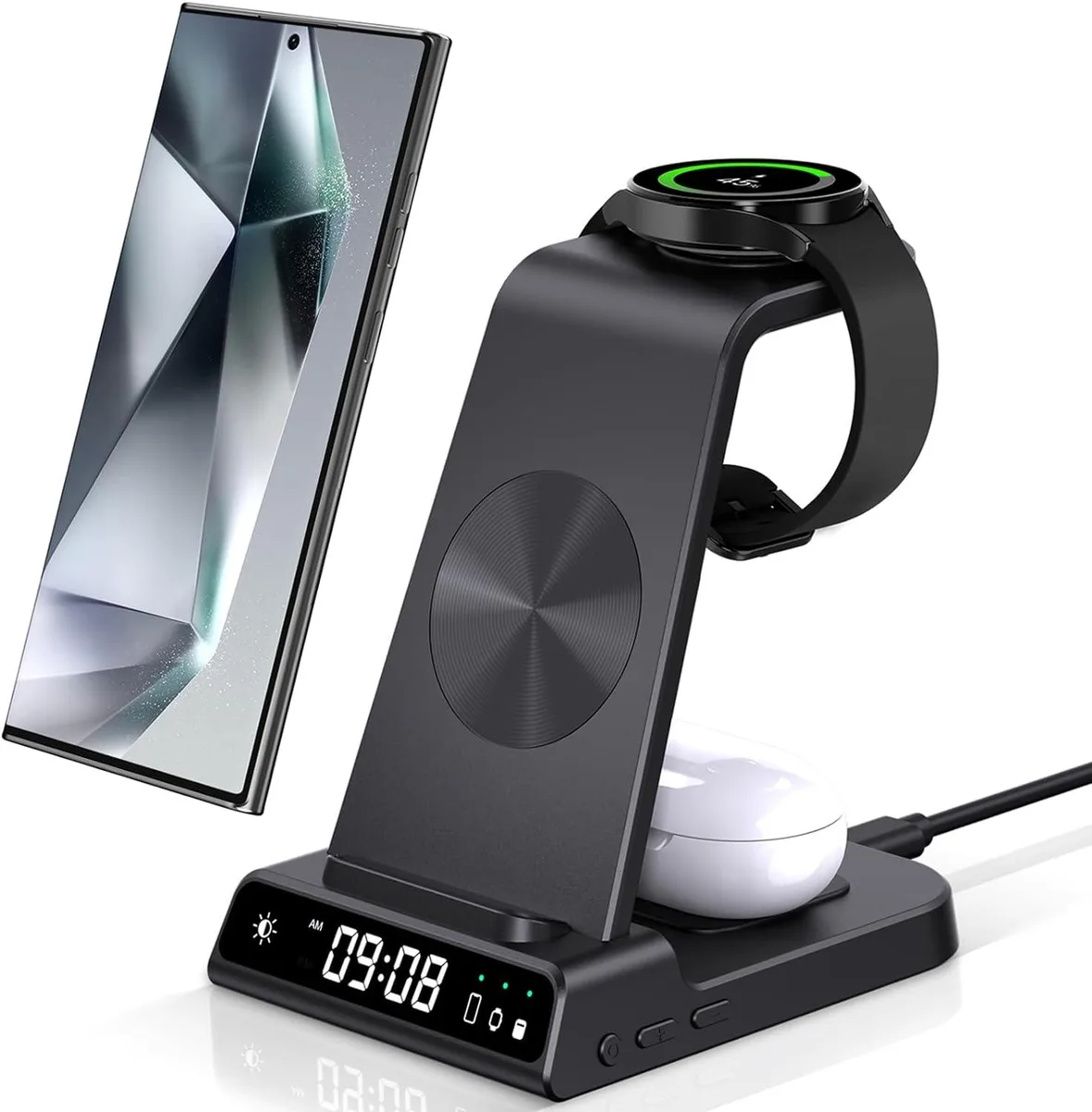 RUOCLRIS RUOCLRIS 3-in-1 Wireless Charger with Digital Clock — product photo