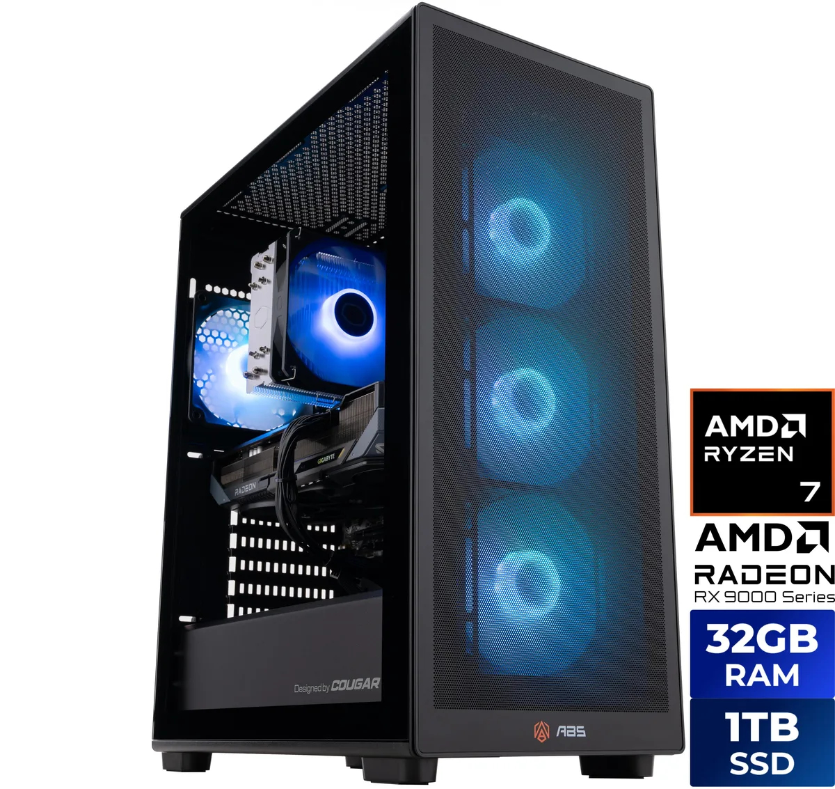 ABS ABS SII9700X9070XT gaming PC — Ryzen 7 9700X, Radeon RX 9070 XT 16GB, 32GB DDR5, 1TB NVMe — product photo