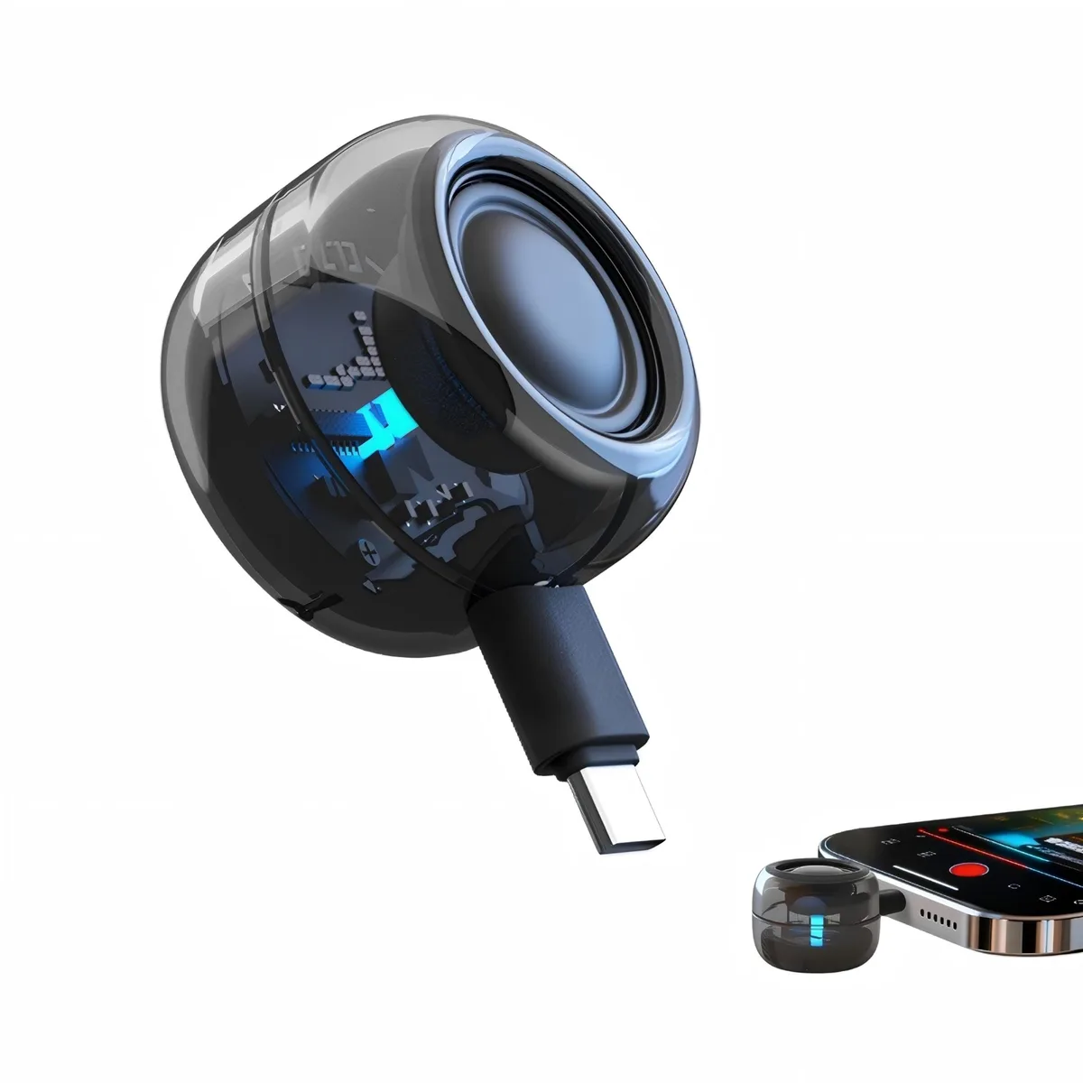 RideZen M06 pro Type-C portable speaker 28 mm 2 W 1.0 80 dB 1.61×1.26×1.61 in 1 oz Black — product photo