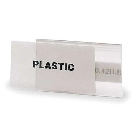 Clear matte plastic label holders, self-adhesive, 12 per pack, 25 packs