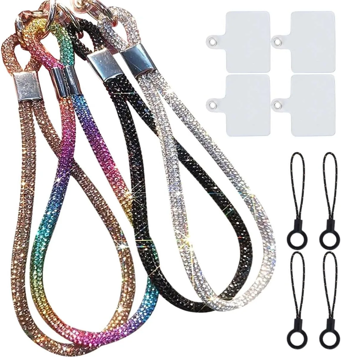 MCHOSE MCHOSE 4-Pack Luxury Diamond Phone Wrist Straps Multicolor Gold Silver Black — product photo