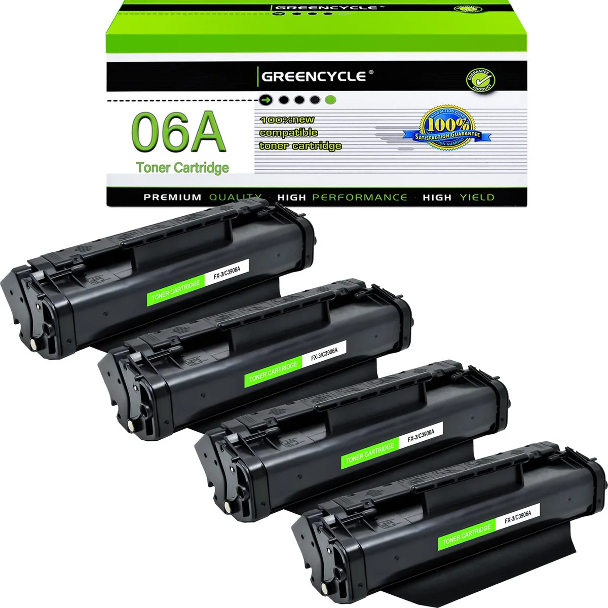 GREENCYCLE GREENCYCLE C3906A High-Yield Black Toner Cartridge 4 Pack — product photo