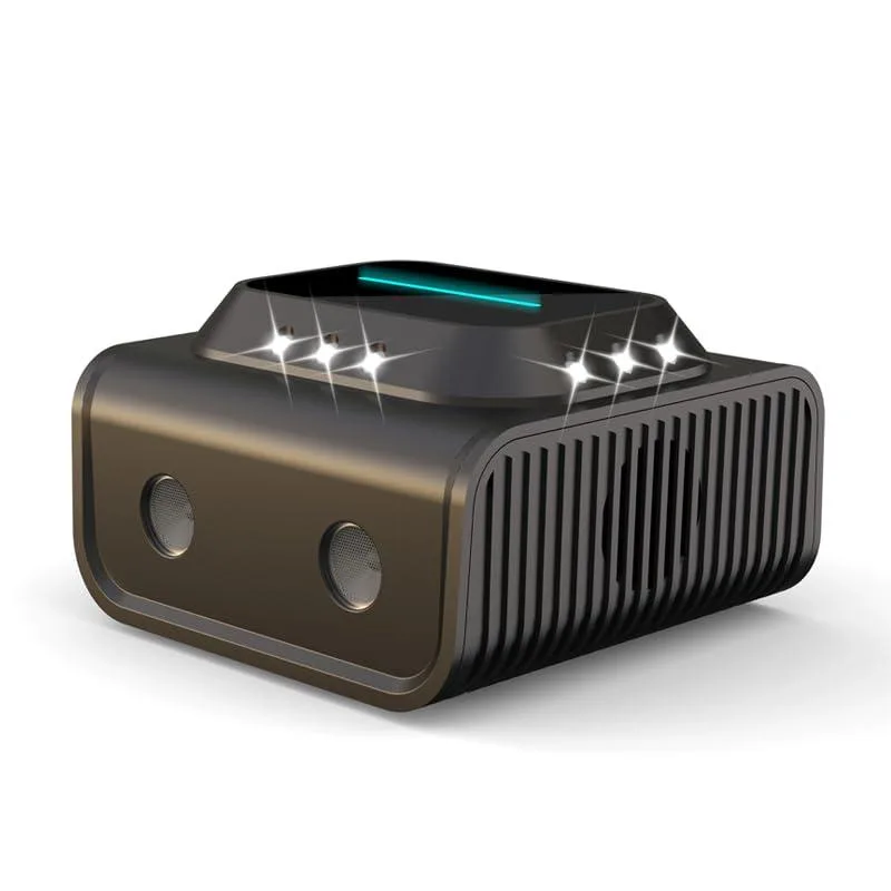 Black rectangular plug-in pest repellent with LED lights