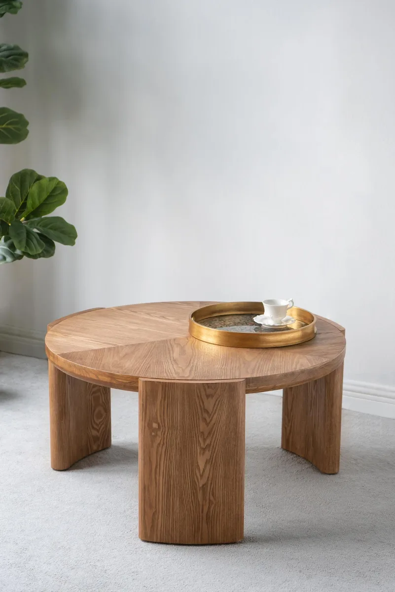 tuphen tuphen Round Coffee Table 32x16.5 Brown Ash Veneer MDF — product photo