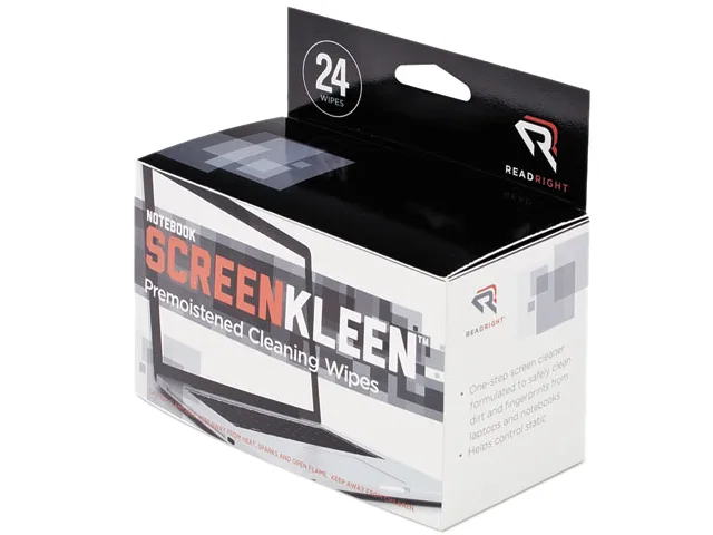 Read Right Read Right RR1217 ScreenKleen cleaning wipes, 24 per box — product photo