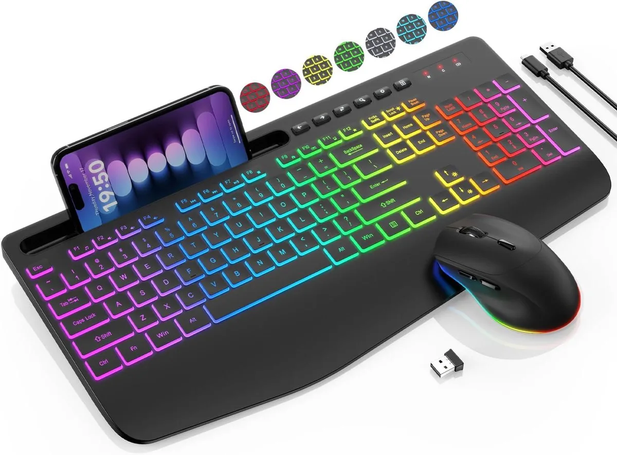 TUKO TUKO Wireless Gaming Keyboard 2.4GHz Full-size Wrist Rest 2.8" Rechargeable Quiet — product photo