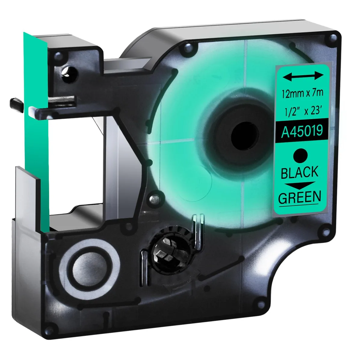 GREENCYCLE GREENCYCLE 30 Pack D1 Label Tape 12mm x 23ft Black on Green — product photo