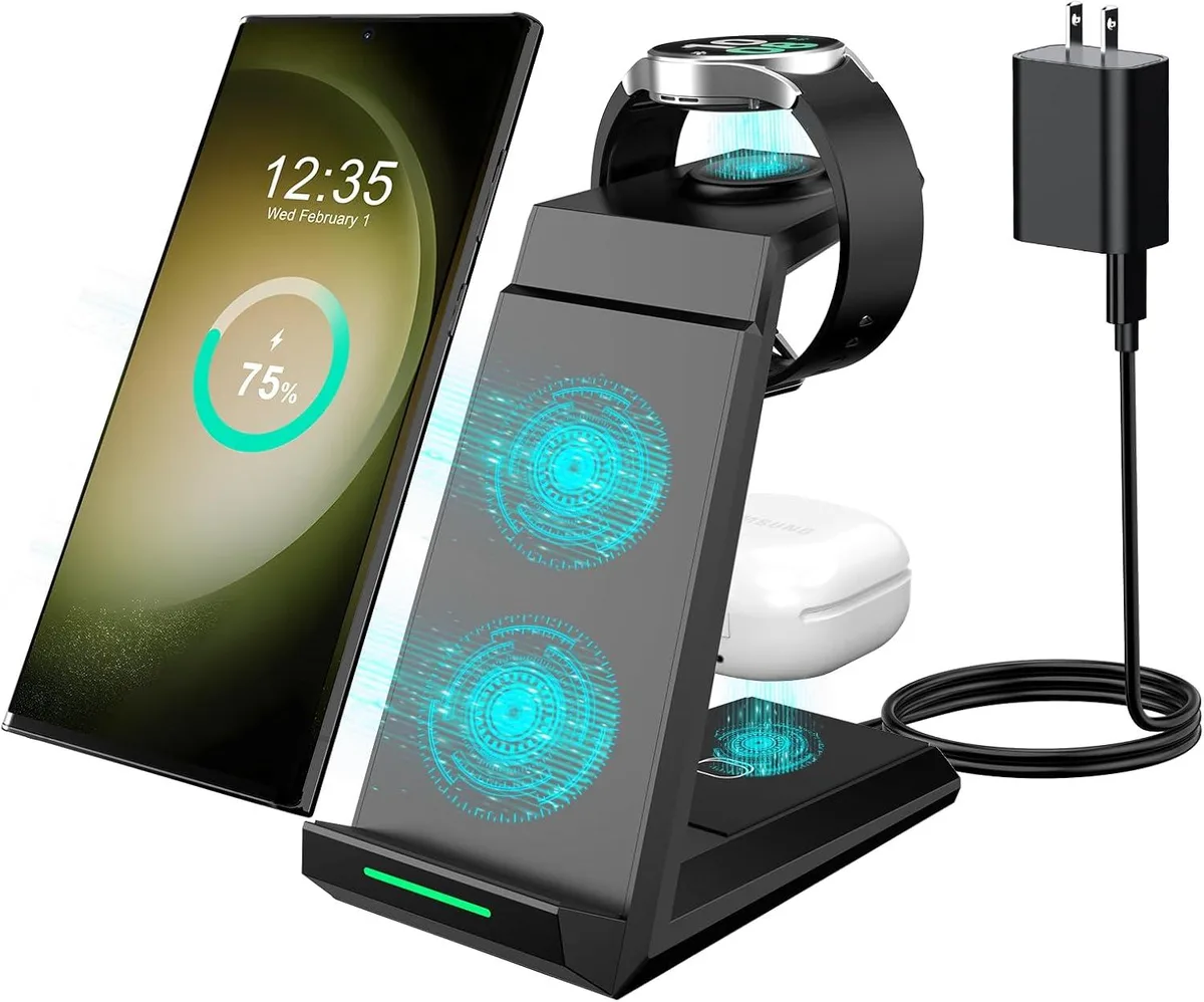 KINGARD KINGARD 3-in-1 Wireless Charger Stand with Cable &amp; Adapter — product photo