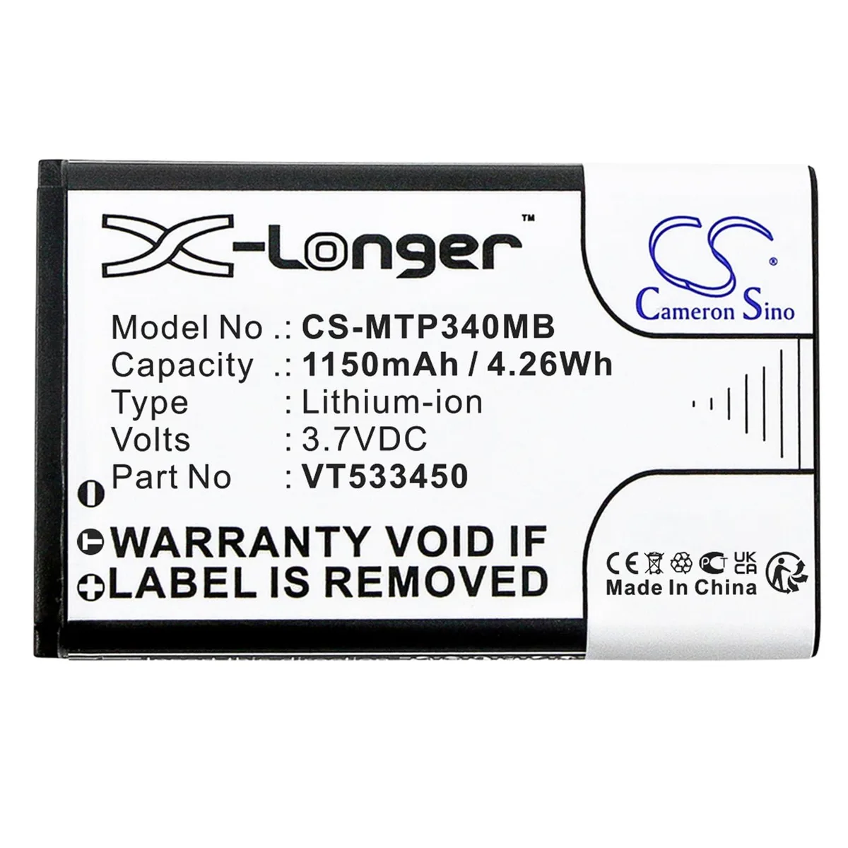  Cameron Sino Battery for Motorola Ease 34, 35, 44 VT533450 1150mAh 4.26Wh — product photo