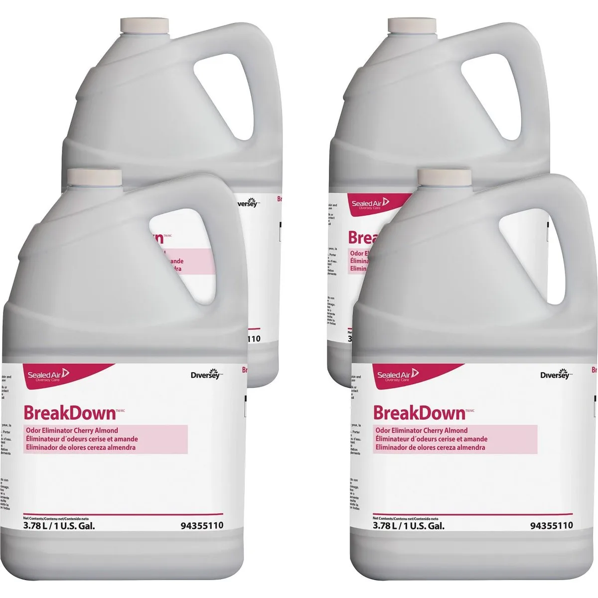 JohnsonDiversey JohnsonDiversey 94355110CT BreakDown Odor Eliminator 128 fl oz Cherry Almond 4 / Carton — product photo