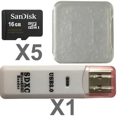 SanDisk SanDisk 16GB microSDHC Class 4 (5 Pack) memory card — product photo