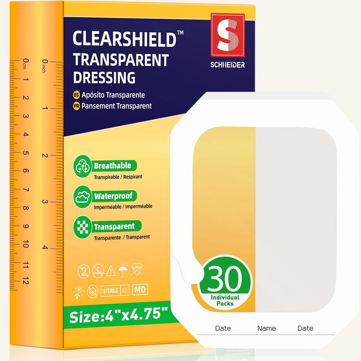 ClearShield CS2045N Transparent Film Dressing 4.5" x 4.75" 30 Pack — product photo