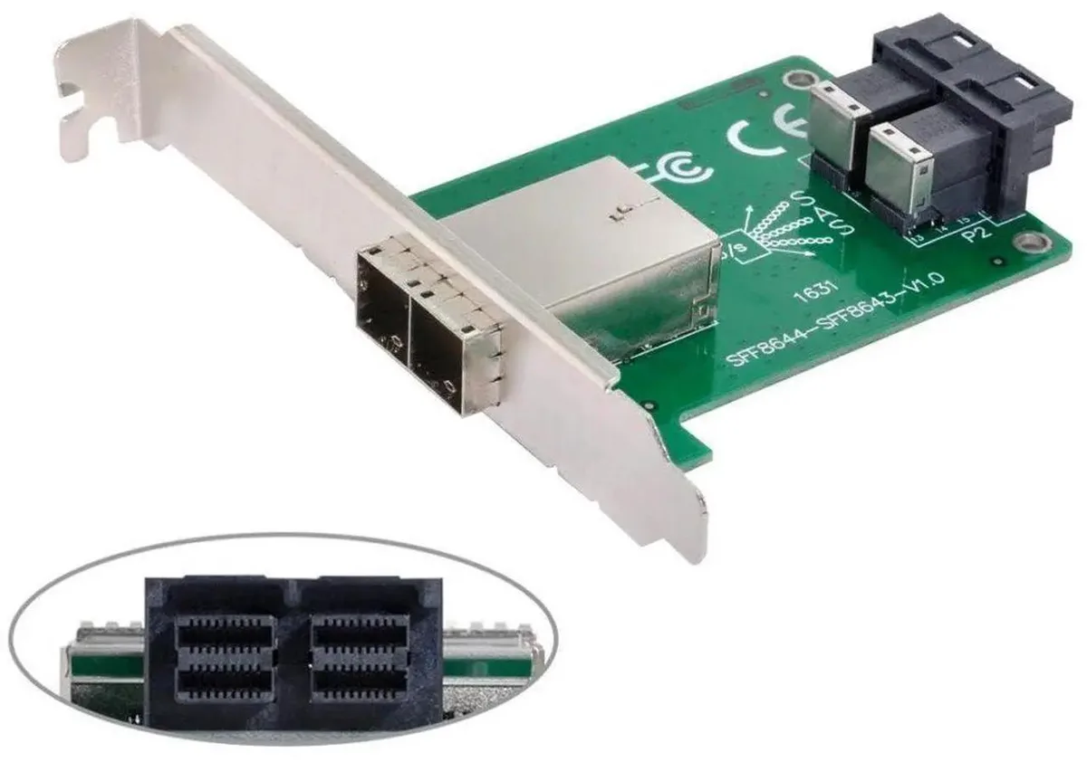 Vszerda Vszerda Mini SAS SFF-8644 to 2 SFF-8643 Adapter with Bracket — product photo