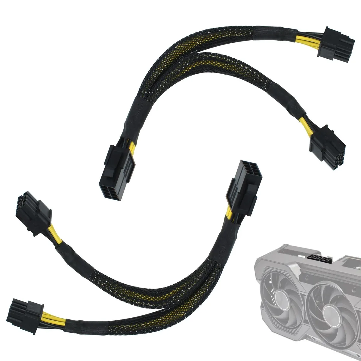BUCIER BUCIER 8 Pin PCIe Splitter Cable 2-Pack 8-inch Braided Y-Splitter GPU Power Adapter — product photo