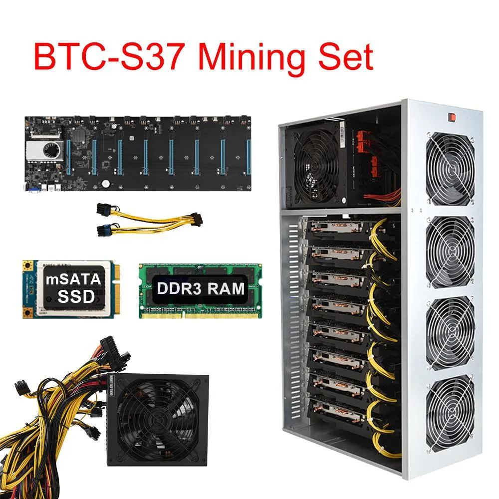 Pstaroth Pstaroth BTC-S37 8 GPU Server Chassis 1800W PSU 4G DDR3 128G mSATA SSD — product photo