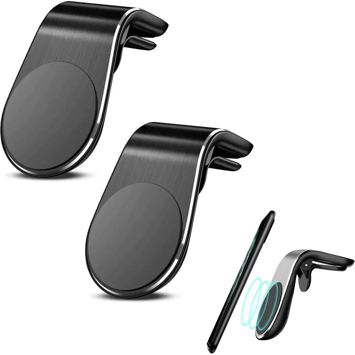 RANYUNSYZ 2-Pack Black Universal Phone Holder Clip Car Air Vent Magnetic Mount GPS Accessory — product photo