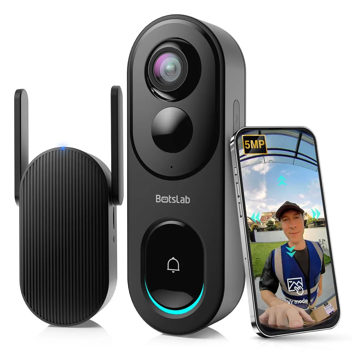 BOTSLAB R810 5MP 180° Panoramic Video Doorbell — product photo