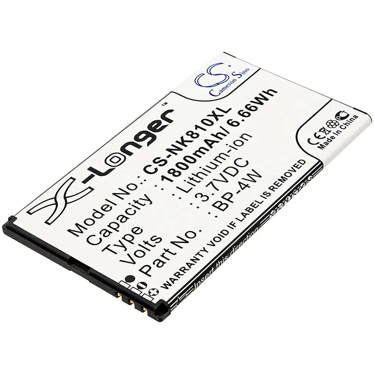 Cameron & Co Cameron & Co DS-CS-NK810XL cell phone battery 3.7V 1800mAh for Nokia Lumia 810 822 — product photo