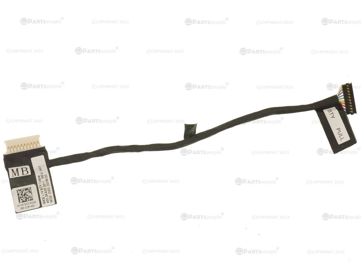 Flat grey ribbon cable with black connectors on each end, Dell part W7KC0