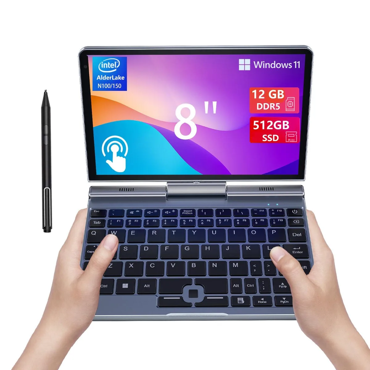 KOOFORWAY KOOFORWAY P8 2-in-1 laptop 8″ N100 12 GB 512 GB Silver — product photo