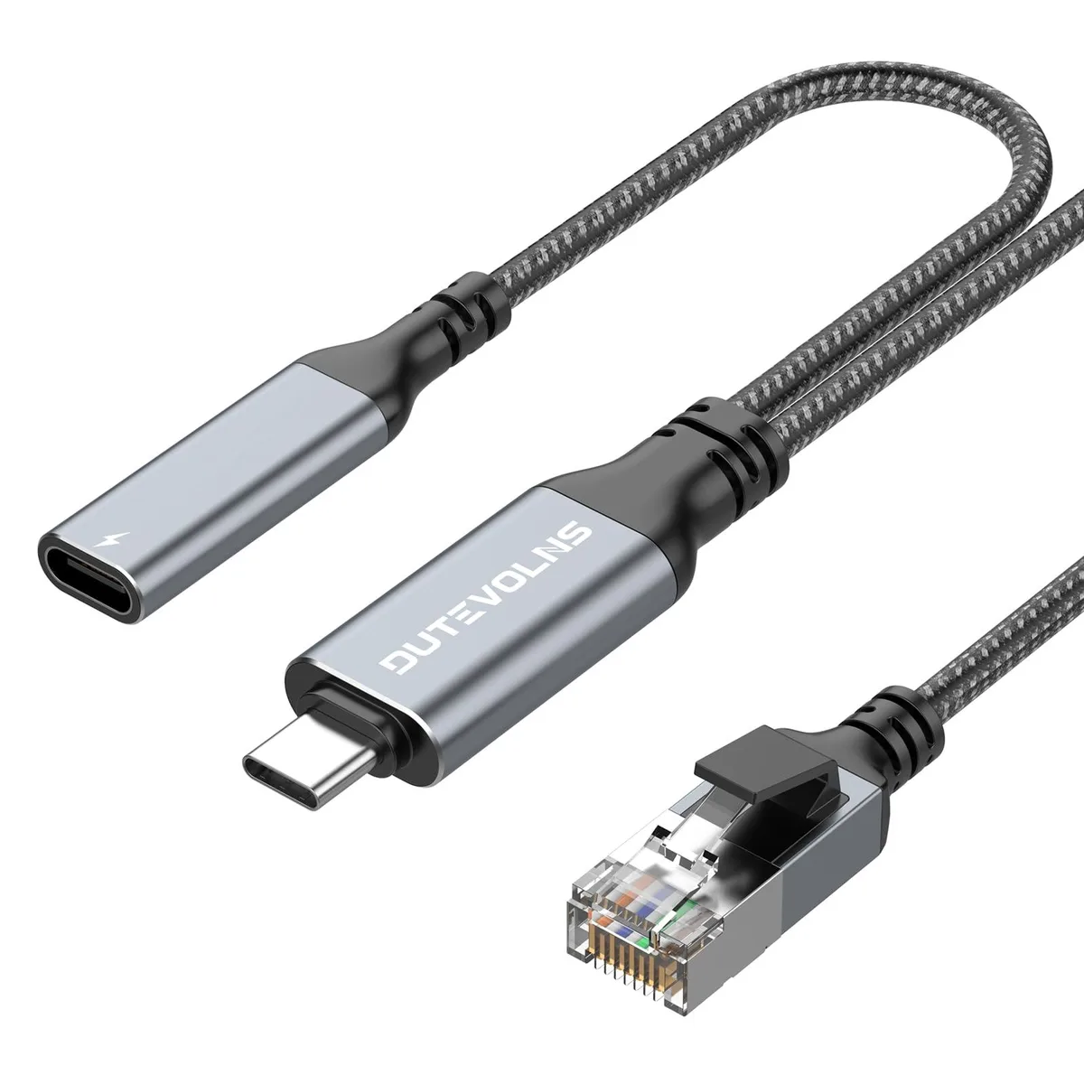  Dutevolns USB-C to Ethernet Cable 10 FT 60W PD Gigabit LAN — product photo